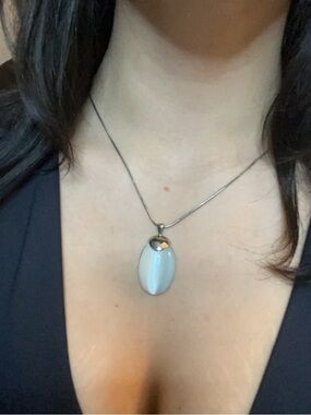 Silver Necklace with Oval Pendant